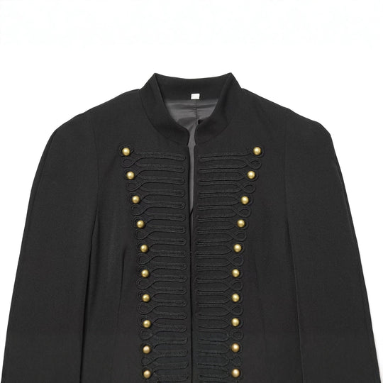 Damen Kurzer Feldblazer mit Stehkragen, Kordelverzierung und Messingknöpfen Nord Taschen