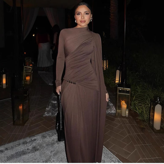 Damen Figurbetontes Abendkleid mit asymmetrischer Drapierung, gerafftem Oberteil und langer Drapé‑Schleife Nord Taschen