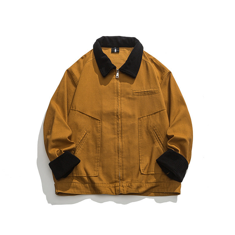 Unisex Boxy-Workwear-Jacke aus Canvas mit Cordkragen, Reißverschluss und aufgesetzten Pattentaschen Nord Taschen
