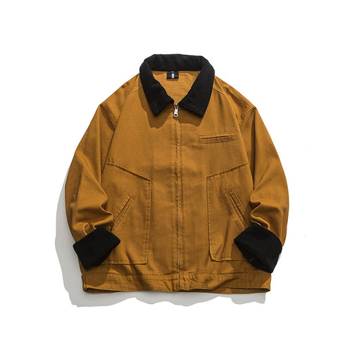 Unisex Boxy-Workwear-Jacke aus Canvas mit Cordkragen, Reißverschluss und aufgesetzten Pattentaschen Nord Taschen