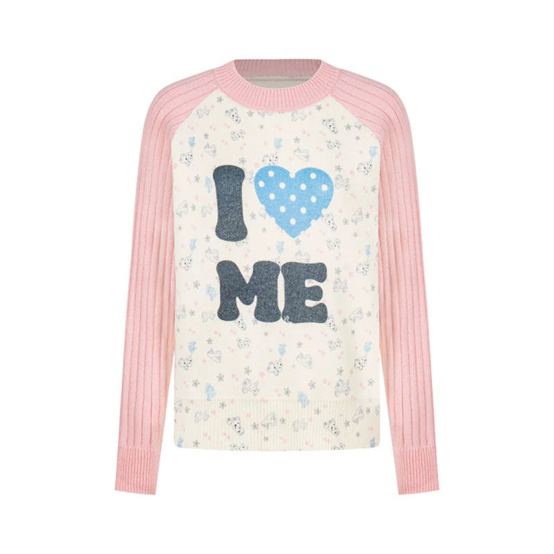 Damen Feinstrick-Pullover mit Applikations-Statement, gerippten Raglanärmeln und Mini-Print Nord Taschen