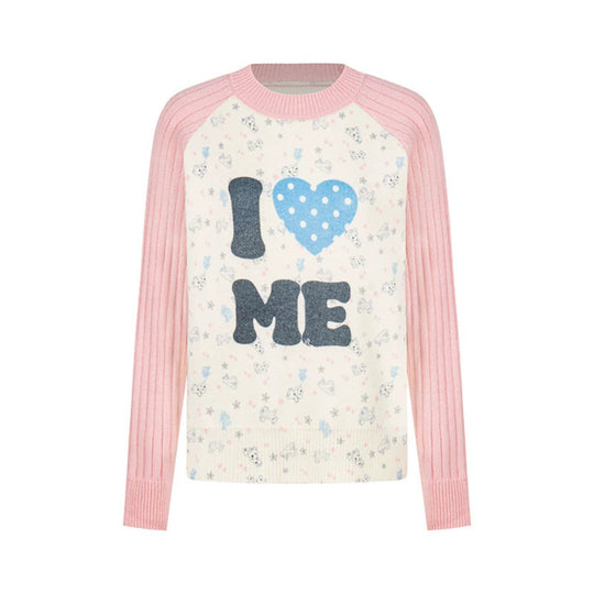 Damen Feinstrick-Pullover mit Applikations-Statement, gerippten Raglanärmeln und Mini-Print Nord Taschen