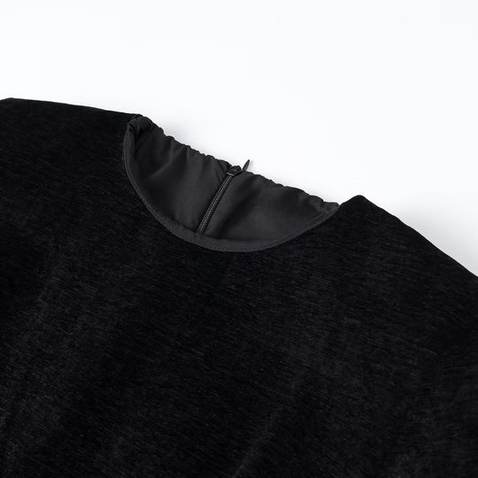 Damen Samt-Midikleid mit kurzen Ärmeln und gestuftem Plisseerock Nord Taschen