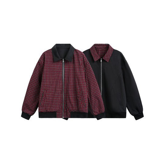 Unisex Wende‑Bomberjacke mit Karofutter, Reißverschluss und gerippten Bündchen Nord Taschen