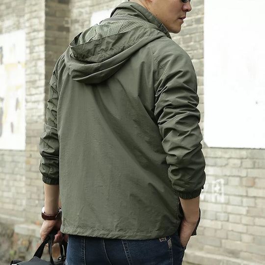 Herren leichter winddichter Shell‑Hoodie mit Mesh‑Futter, Kapuze und verstellbarem Saum Nord Taschen