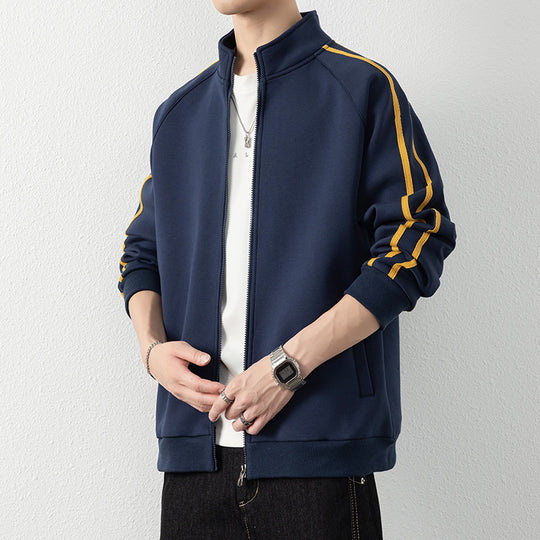 Herren Freizeit-Trainingsjacke mit Stehkragen, Reißverschluss und Kontraststreifen Nord Taschen