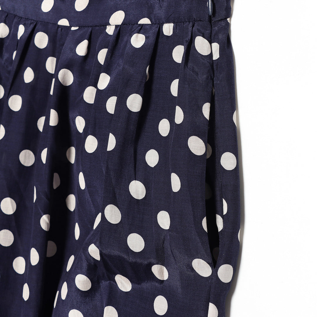 Damen Weite Highwaist-Hose mit Polka-Dot, Ballonbeinen und Kordel-Tunnelzug am Knöchel Nord Taschen