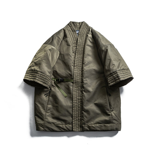 Unisex Gepolsterte Kimono-Jacke mit kurzem Ärmel und Taillengürtel Nord Taschen