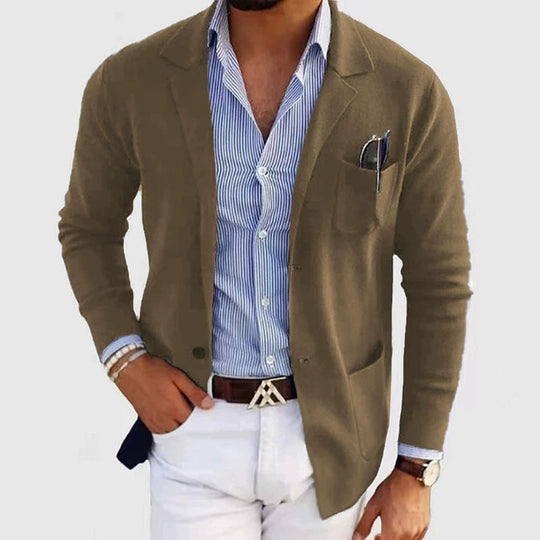 Herren lässiger Strickblazer mit praktischen Taschen und bequemer Passform