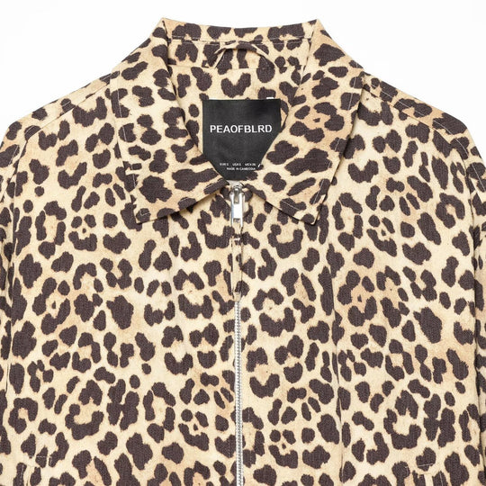 Damen Cropped Bomberjacke im Oversize‑Schnitt mit durchgehendem Reißverschluss und Leopardenmuster Nord Taschen