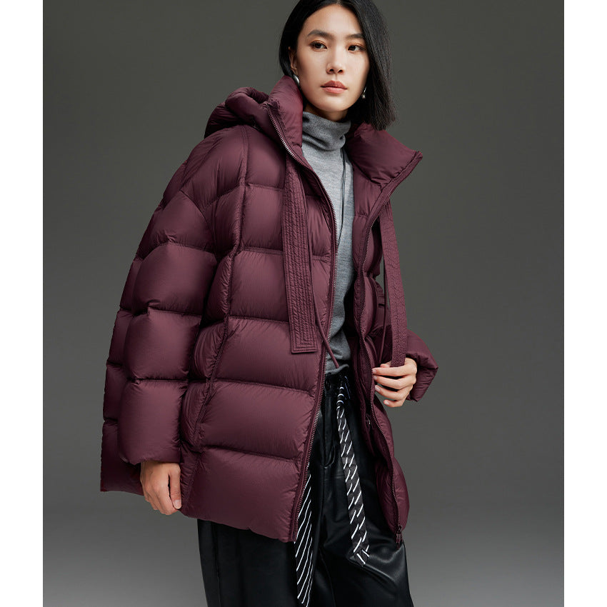 Damen Boxy-Steppjacke mit übergroßem Thermokragen und dekorativen Kordel-Details Nord Taschen
