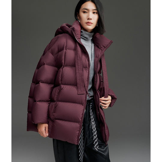 Damen Boxy-Steppjacke mit übergroßem Thermokragen und dekorativen Kordel-Details Nord Taschen