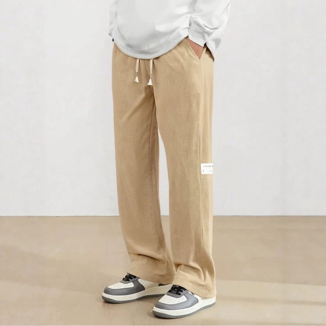 Herren Weite Cordhose im Relaxed-Fit mit Tunnelzug, geradem Bein & Label‑Patch Nord Taschen