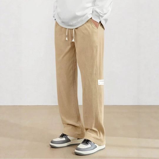 Herren Weite Cordhose im Relaxed-Fit mit Tunnelzug, geradem Bein & Label‑Patch Nord Taschen