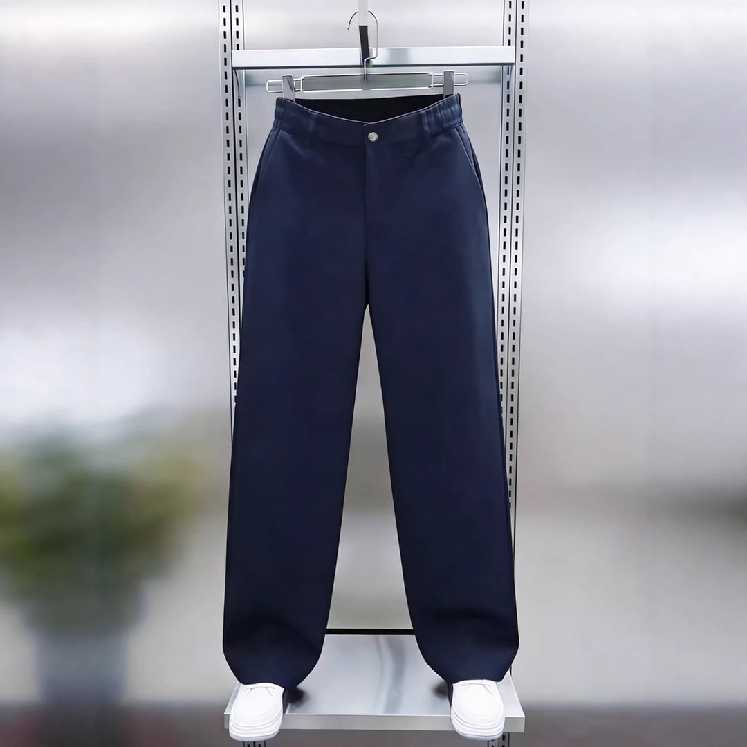 Herren Weite High‑Waist Chinohose mit elastischem Rückbund geradem Bein & Seitentaschen Nord Taschen