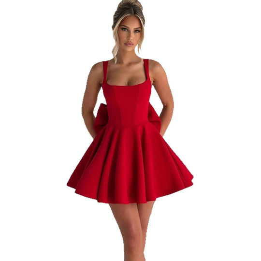 Damen Cocktailkleid mit oversized Schleifen-Design und fließendem Rock - Vittorelli