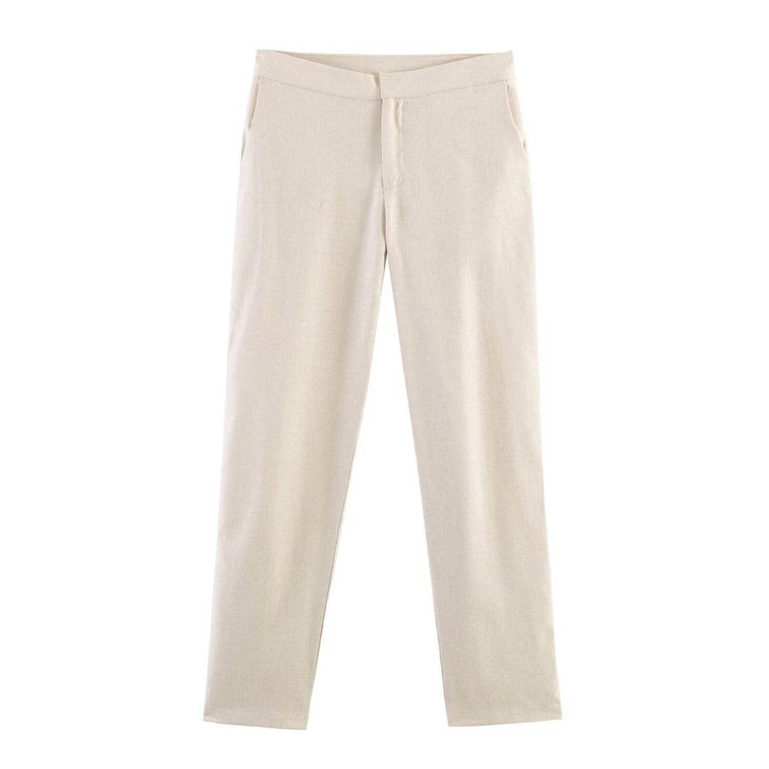 Damen Gerade geschnittene Stretch-Chino mit flachem Bund und Seitentaschen Nord Taschen