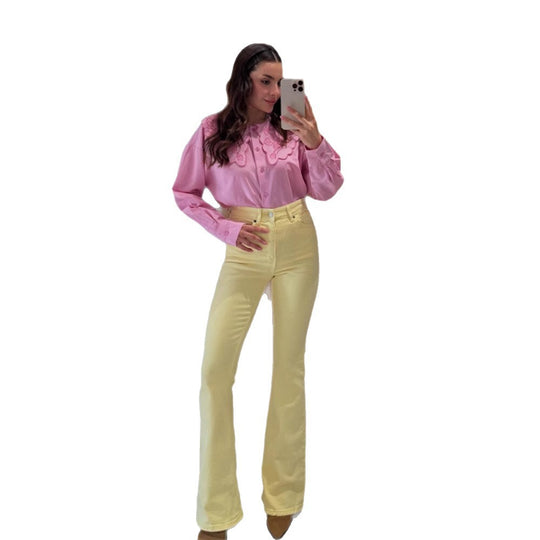 Damen Bluse mit übergroßem besticktem Spitzenkragen, Ballonärmeln & kastiger Silhouette Nord Taschen