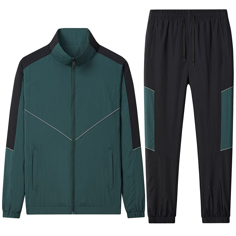 Herren Zweiteiliges atmungsaktives Nylon-Trainingsset mit Stehkragen und Kontrastpaneelen Nord Taschen