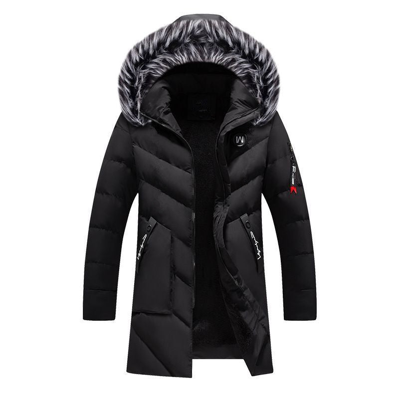 Herren Langer Thermo-Parka mit Kunstfellkapuze, Chevron-Steppung und Fleece-Innenfutter Nord Taschen