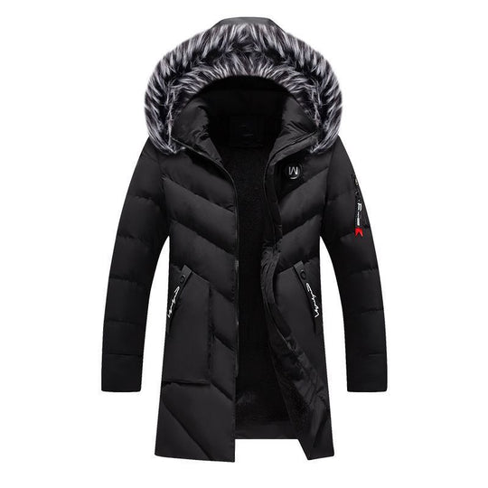 Herren Langer Thermo-Parka mit Kunstfellkapuze, Chevron-Steppung und Fleece-Innenfutter Nord Taschen