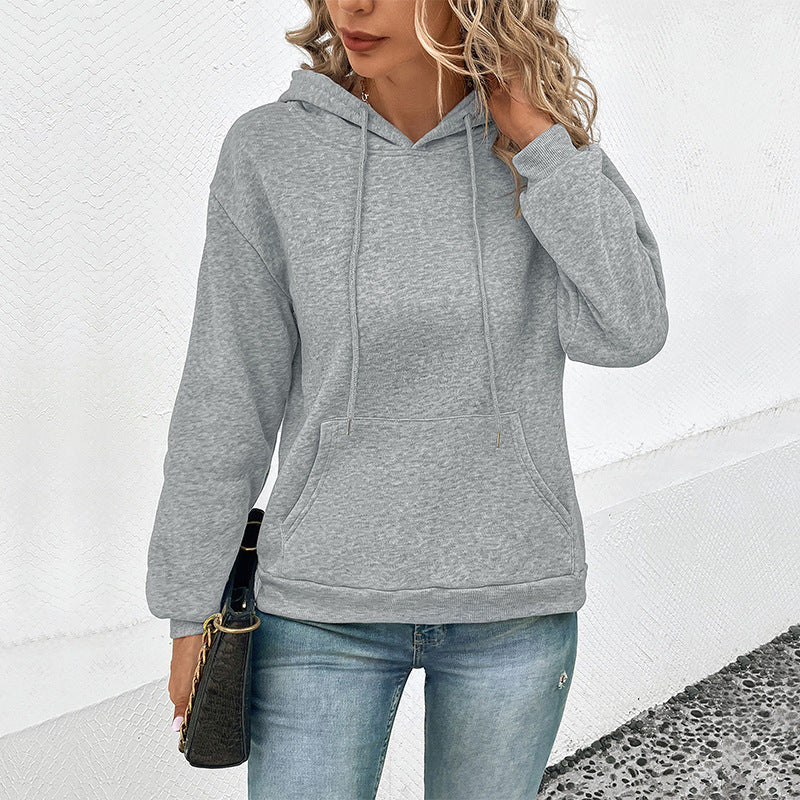 Damen Klassischer Kapuzenpullover mit Kängurutasche und schmaler Bündchenpassform Nord Taschen
