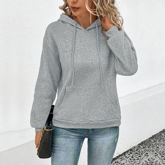 Damen Klassischer Kapuzenpullover mit Kängurutasche und schmaler Bündchenpassform Nord Taschen