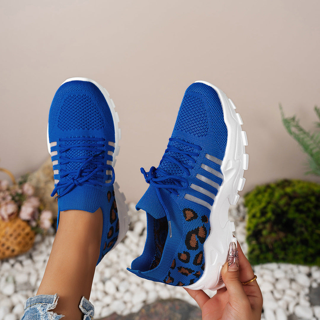 Damen Sportliche Sneakers mit atmungsaktivem Netzdesign und modischem Leopardenmuster Nord Taschen