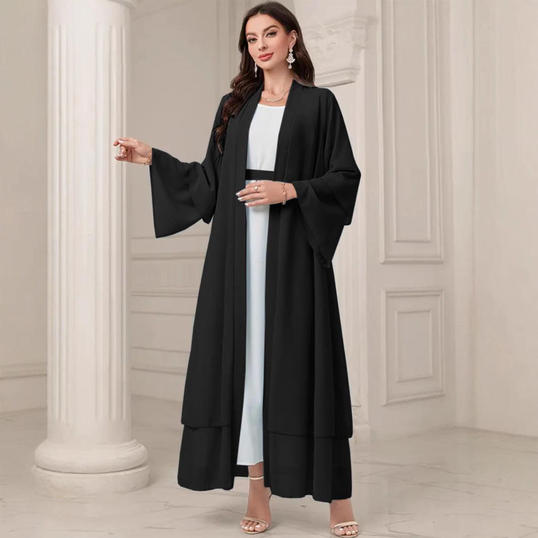 Damen Elegante lange Kimono-Jacke aus fließendem Stoff mit weitem Schnitt