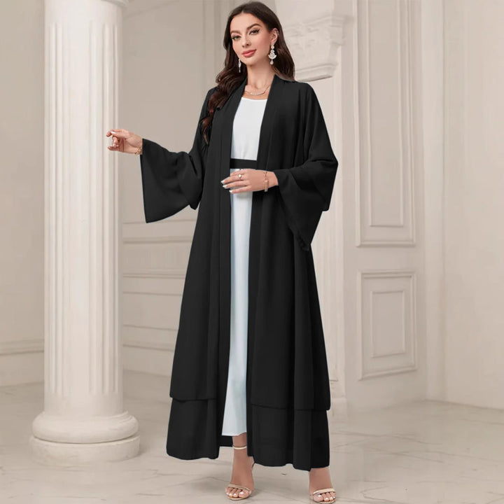 Damen Elegante lange Kimono-Jacke aus fließendem Stoff mit weitem Schnitt