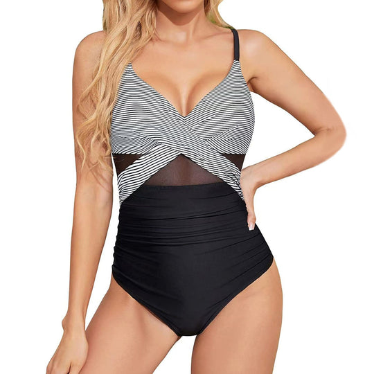 Damen Hochwertiger Einteiler Badeanzug mit trendigen Cut-Out-Details
