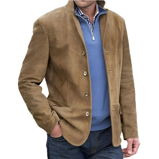 Herren Suede-Jacke mit Knopfleiste