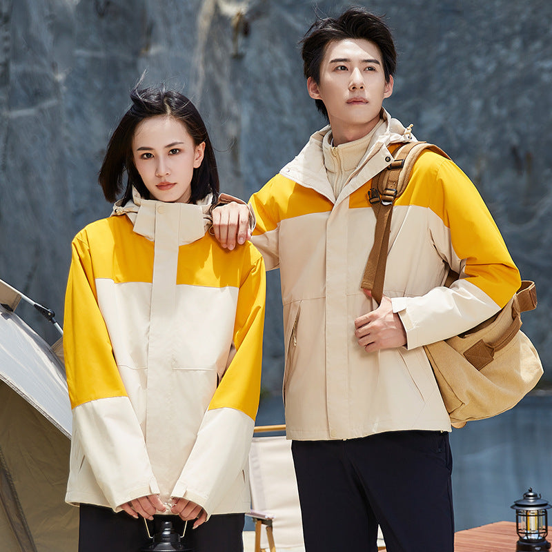 Unisex zweilagige wasserabweisende Outdoorjacke mit Kapuze und Colorblock-Design Nord Taschen