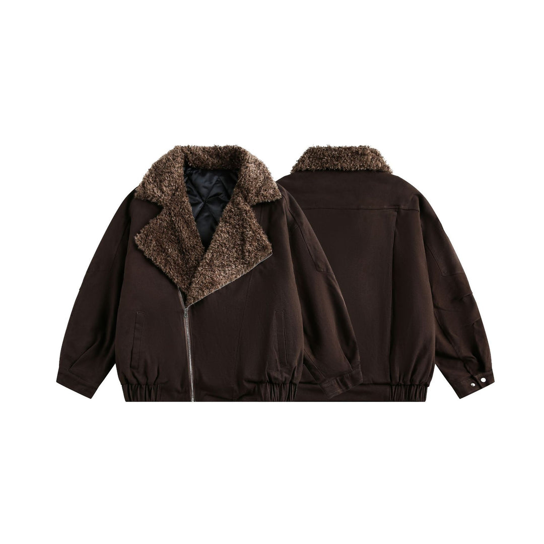 Herren Kurzblouson im Pilotenstil mit großzügigem Teddy‑Fellkragen und elastischem Bund Nord Taschen