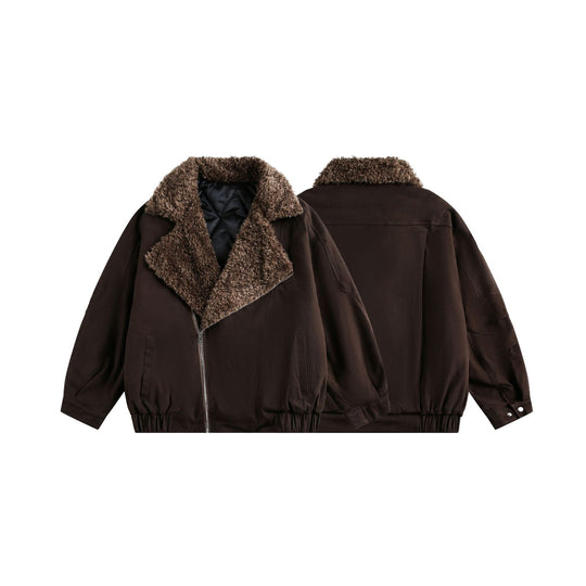 Herren Kurzblouson im Pilotenstil mit großzügigem Teddy‑Fellkragen und elastischem Bund Nord Taschen