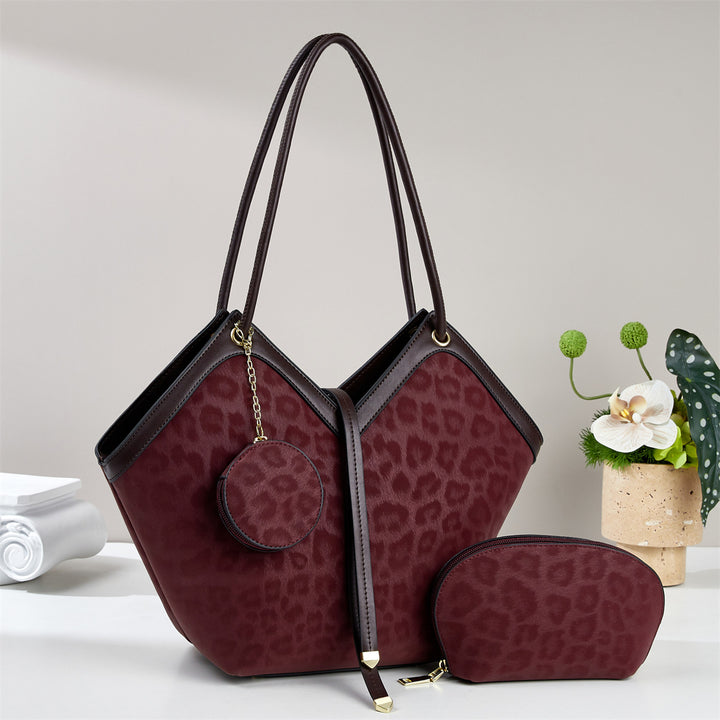 Damen modische Handtasche mit exotischer Leopardenprägung und abnehmbarer Clutch Nord Taschen