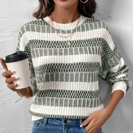 Damen Modischer Strickpullover mit blockartigem Muster Nord Taschen