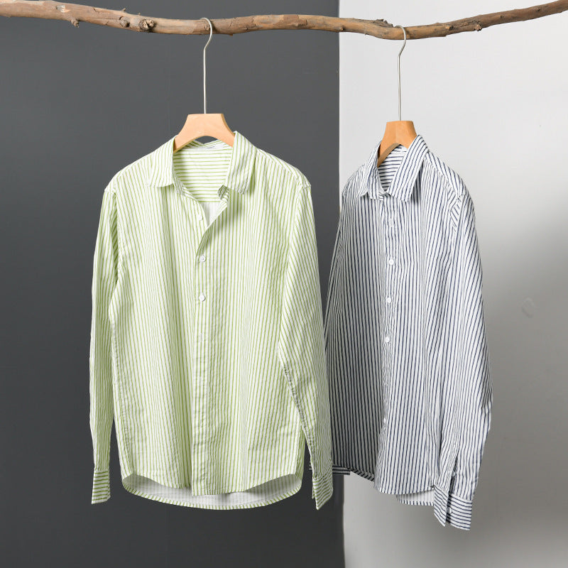 Herren Relaxed-Layering-Hemd mit feinen Längsstreifen, Kentkragen und softem Baumwollmix Nord Taschen