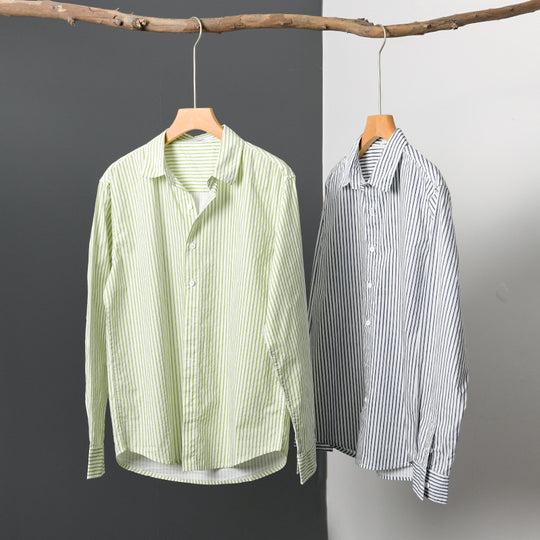 Herren Relaxed-Layering-Hemd mit feinen Längsstreifen, Kentkragen und softem Baumwollmix Nord Taschen