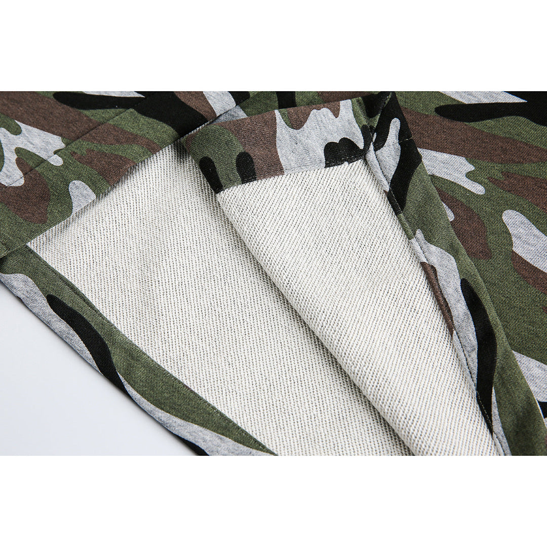 Damen Midi-Rock im Camouflage-Style mit elastischem Bund und Kordelzug Nord Taschen