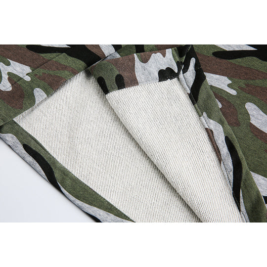 Damen Midi-Rock im Camouflage-Style mit elastischem Bund und Kordelzug Nord Taschen