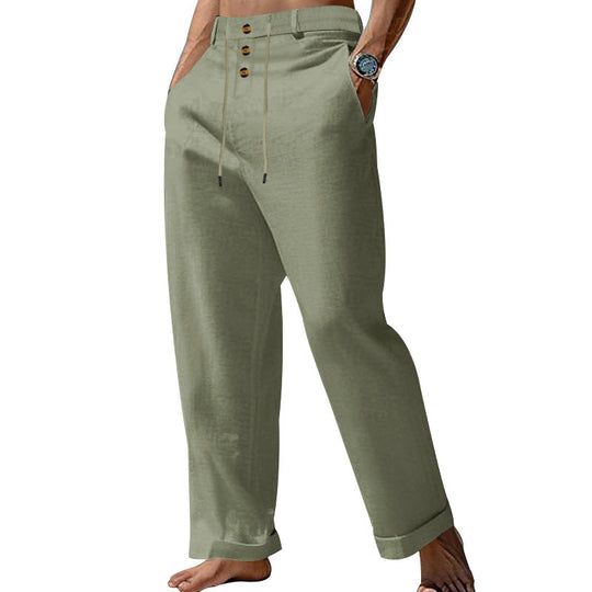 Herren lässige Leinenhose mit verstellbarem Kordelzug und praktischen Seitentaschen