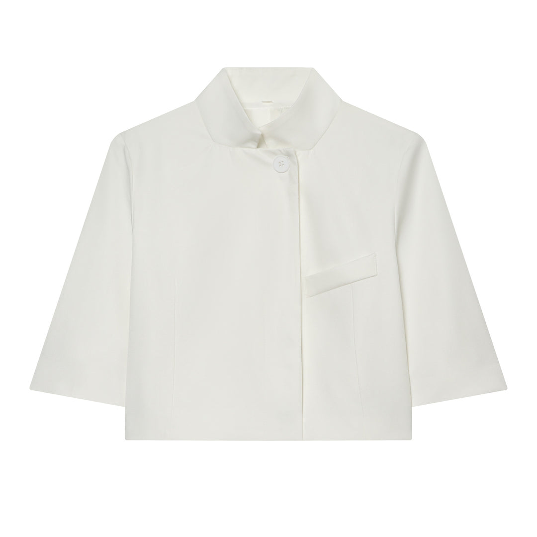 Damen 40+ kurzes Cape‑Blouson mit Stehkragen und Zierknopf Nord Taschen