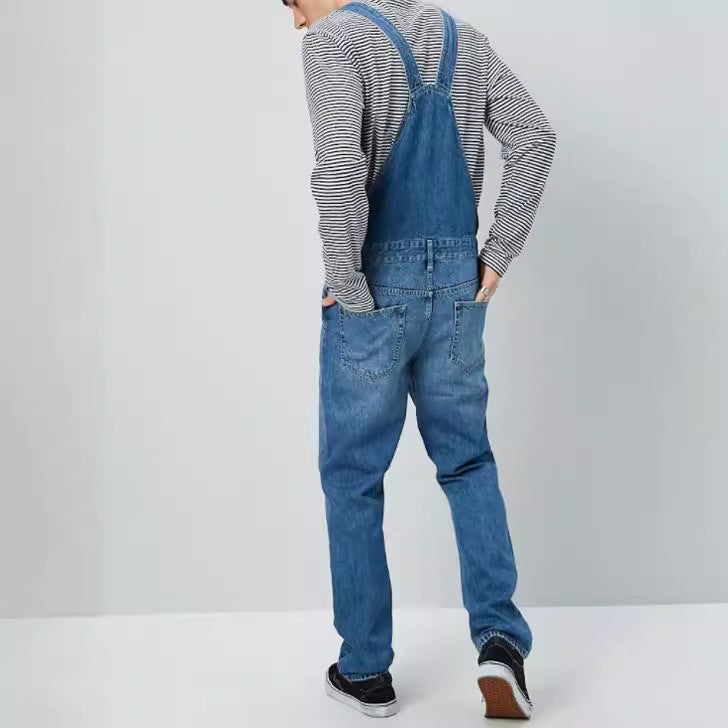 Herren Denim Latzhose im Vintage-Stil mit regulierbaren Trägern und praktischen Taschen - Vittorelli