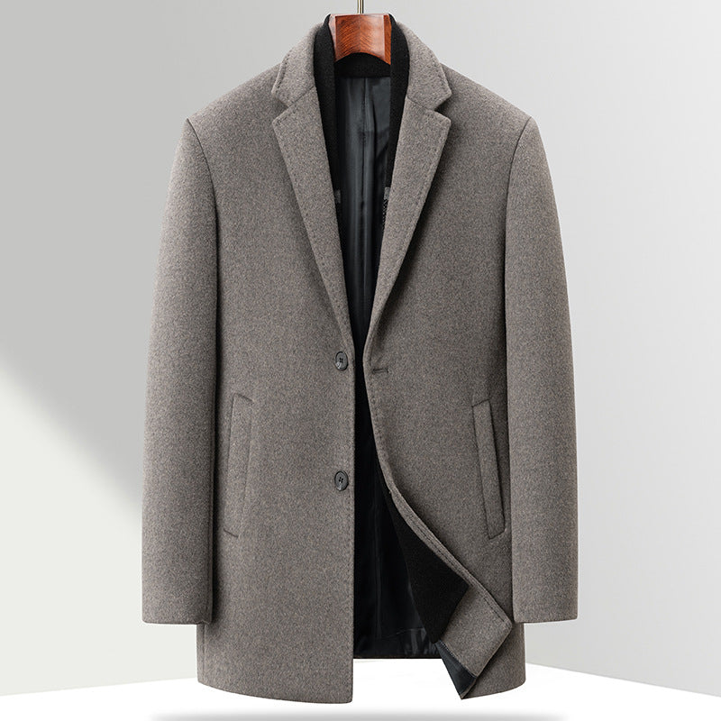 Herren Moderner Business-Übermantel aus Wollmischung mit schmalem Revers und Thermofutter Nord Taschen