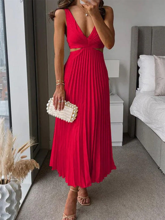 Damen Elegantes Maxikleid mit V-Ausschnitt und raffinierten Drapierungen