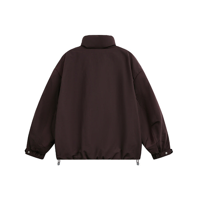 Herren Oversize Wattierte Blousonjacke mit Stehkragen und Tunnelzug Nord Taschen