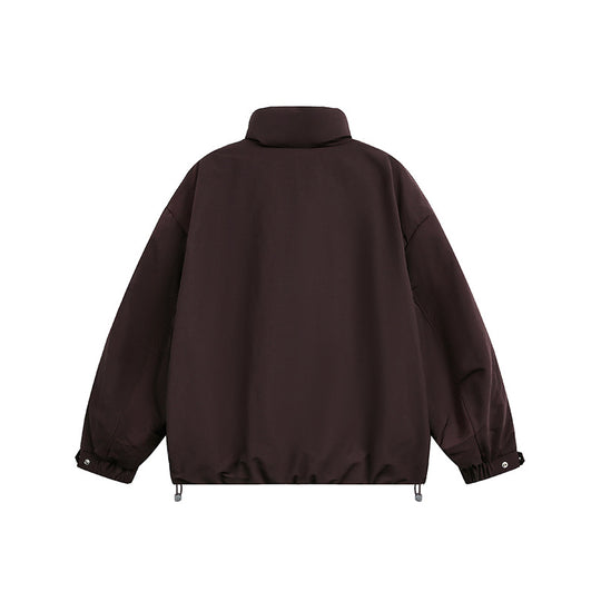 Herren Oversize Wattierte Blousonjacke mit Stehkragen und Tunnelzug Nord Taschen