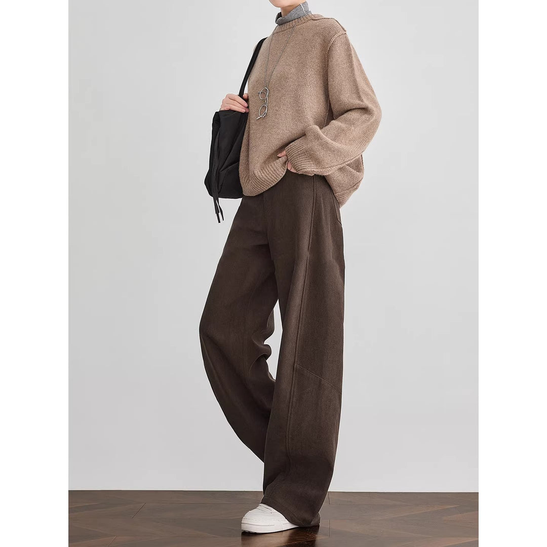 Damen Weite Cordhose mit hoher Taille, Bundfalte und Palazzoschnitt Nord Taschen