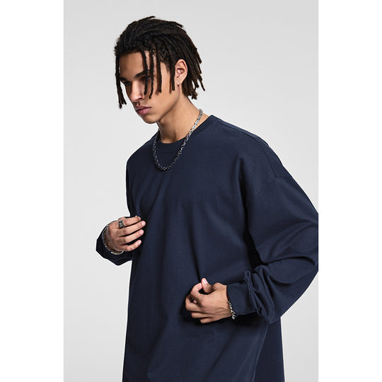Herren Oversize-Langarmshirt mit überschnittener Schulter und Rundhalsausschnitt Nord Taschen